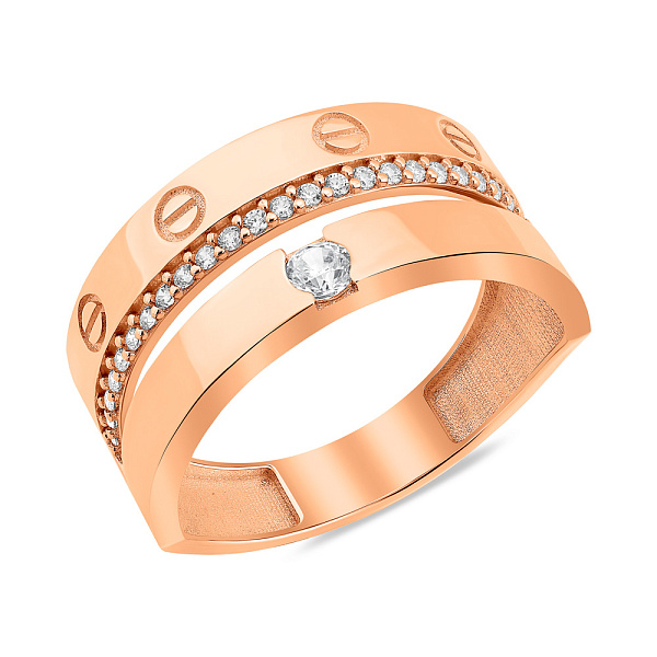 Кольцо из красного золота с фианитами (арт. 156591) – изображение 1