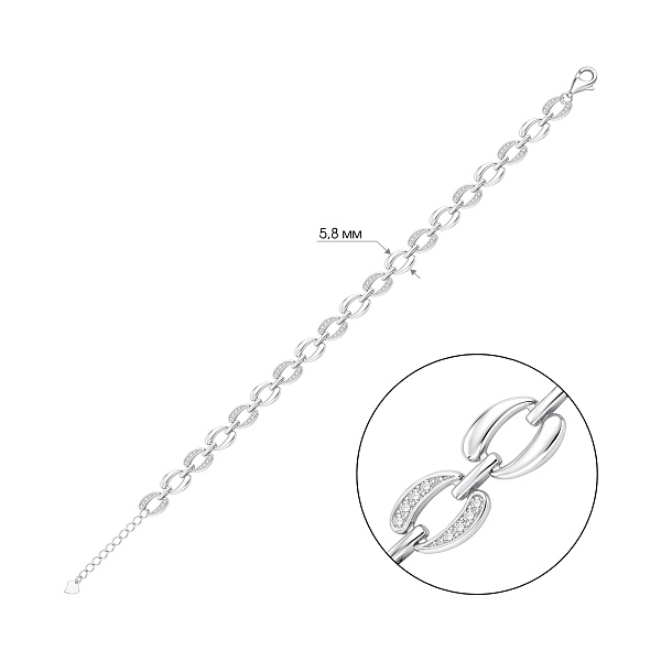 Серебряный массивный браслет с фианитами (арт. 7509/5458) – изображение 2