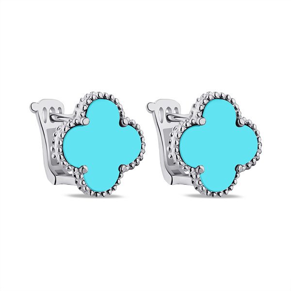 Серебряные серьги Клевер с ониксом (арт. 7502/3929/15ог) – изображение 1