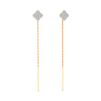 Сережки-протяжки з червоного золота з діамантами (арт. С011509020)