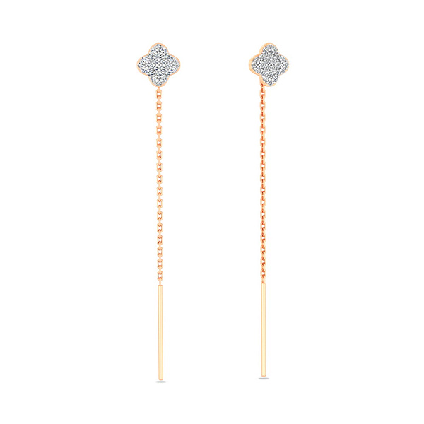 Сережки-протяжки з червоного золота з діамантами (арт. С011509020) – зображення 1