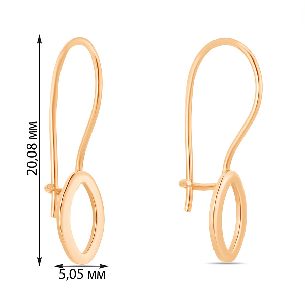 Золоті дитячі сережки в червоному кольорі металу  (арт. 105399) – зображення 2