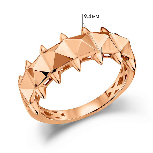 Каблучка з червоного золота без каменів (арт. 156595) – зображення 5