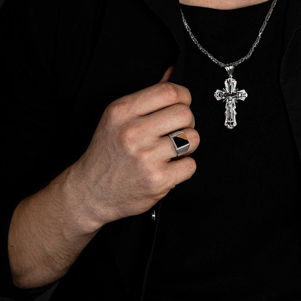 Серебряная печатка с ониксом (арт. 7206/567о) – изображение 2