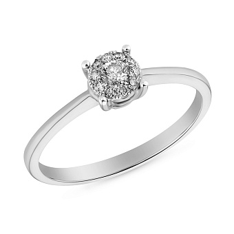 Фото Каблучка для заручин з білого золота з діамантами (арт. К341099010б)