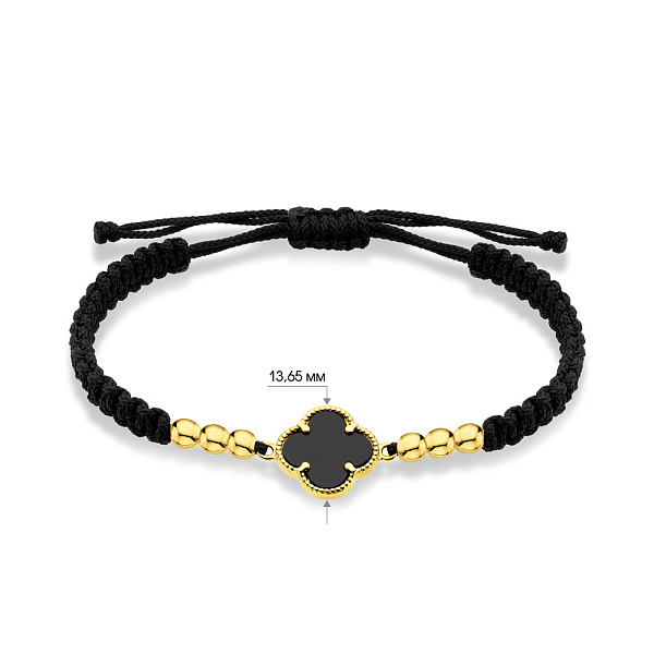 Браслет на нити с ониксом и золотыми вставками (арт. 340102жчо) – изображение 4