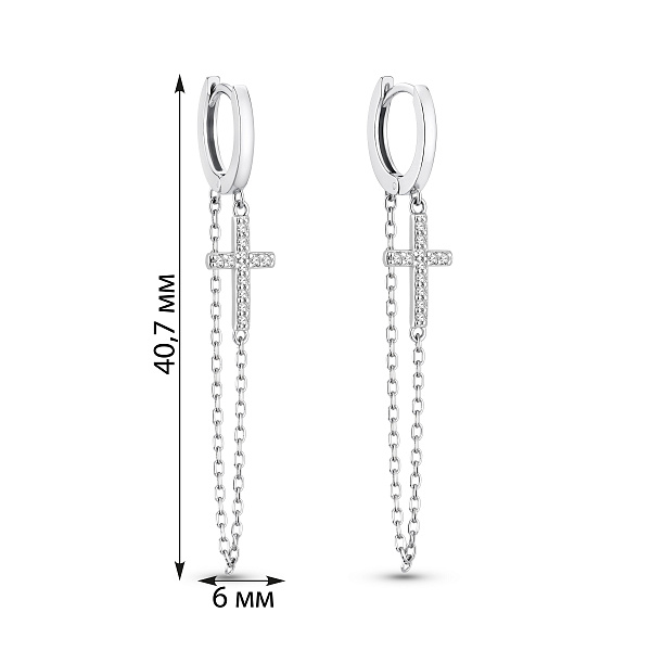 Длинные серебряные серьги Крестики (арт. 7502/10532/10) – изображение 2