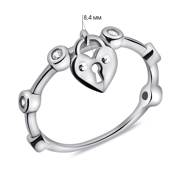 Срібна каблучка Замочок з підвіскою (арт. 7501/6980) – зображення 2