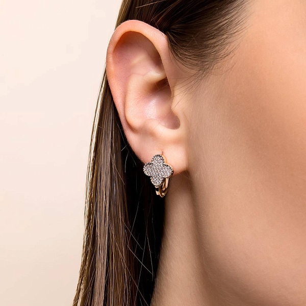 Серьги из красного золота с фианитами (арт. 1091447/10) – изображение 3