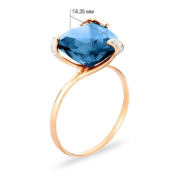 Золотое кольцо с кварцем и фианитами (арт. 140671ПлГ) – изображение 2