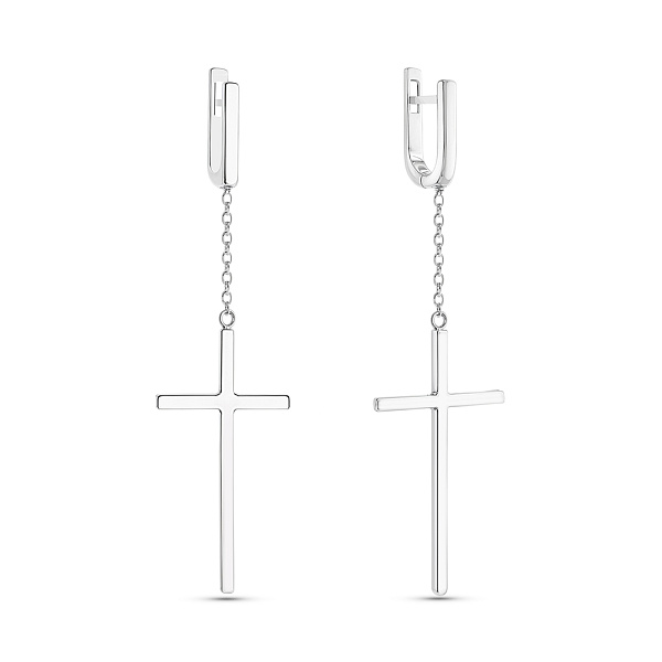 Серебряные серьги Крестики (арт. 7502/1973370) – изображение 1