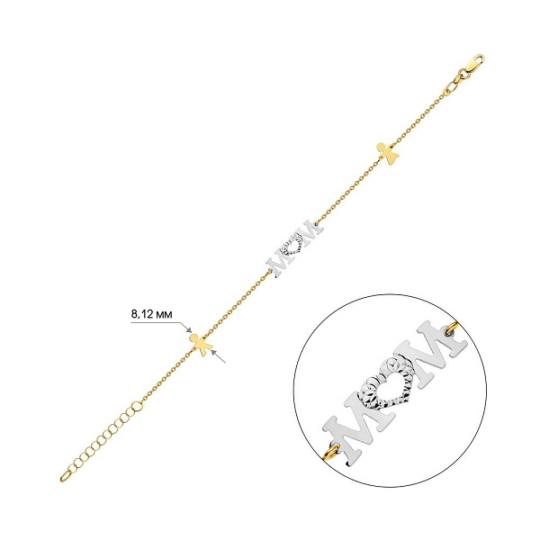 Браслет "Mom" из желтого и белого золота (арт. 325440жб) – изображение 4