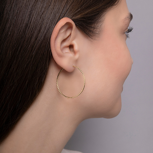 Серьги-кольца из желтого золота (арт. 121903/35ж) – изображение 2