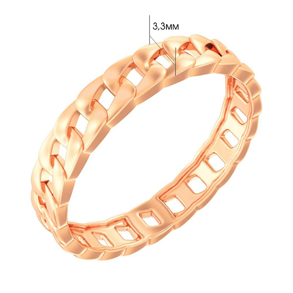 Золотое кольцо "Цепочка - Звенья"  без камней  (арт. 140891) – изображение 4