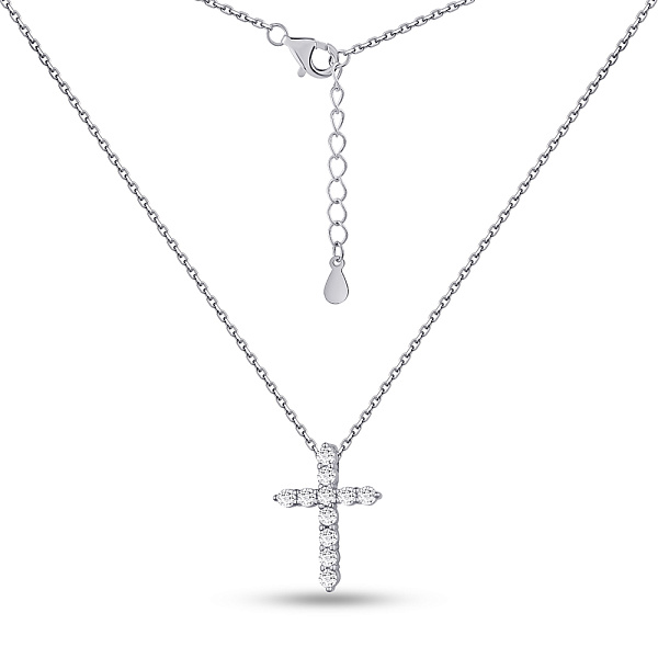 Срібне кольє Хрестик з фіанітами (арт. 7507/1477/2) – зображення 2