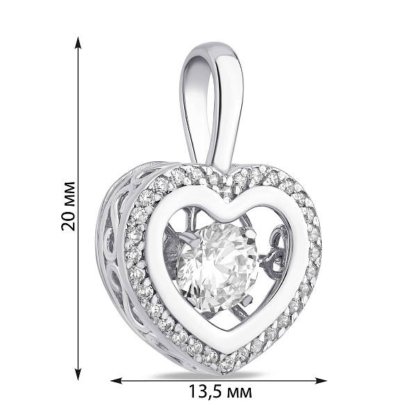Срібна підвіска Серце з фіанітами (арт. 7503/39090р) – зображення 2