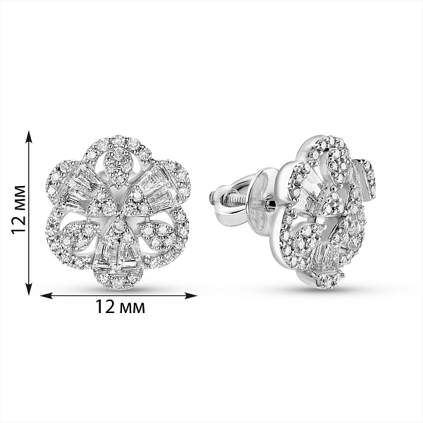 Золотые серьги с бриллиантами Цветочки (арт. Т011477080б) – изображение 5