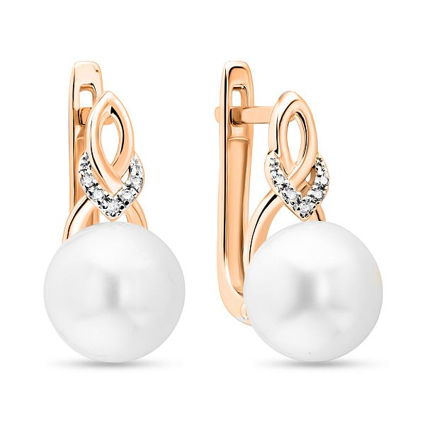Серьги из золота с жемчугом и бриллиантами (арт. С011107) – изображение 1