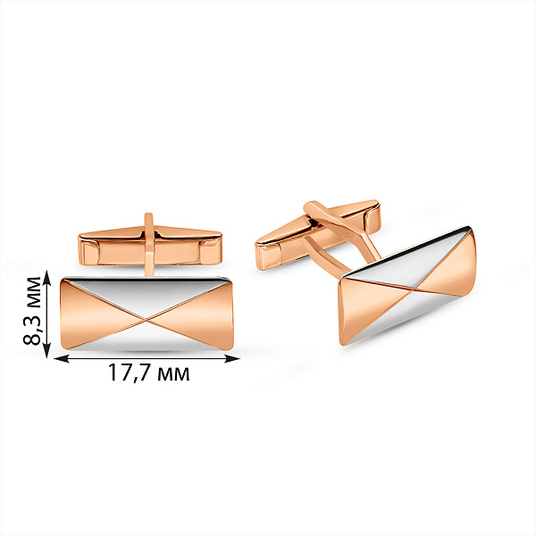 Запонки золоті з родіюванням (арт. 210079р) – зображення 2