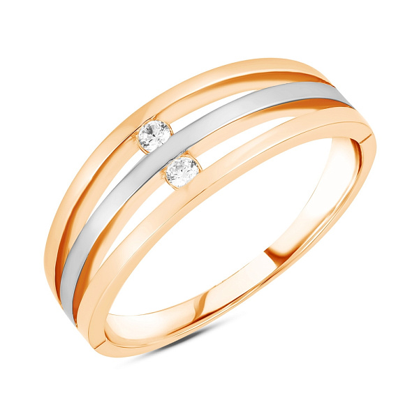 Кольцо из красного золота с фианитами (арт. 154904кб) – изображение 1