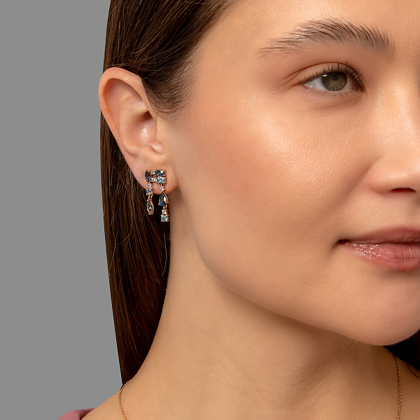 Золотые серьги с топазом Лондон и фианитами (арт. 110858Плф) – изображение 3