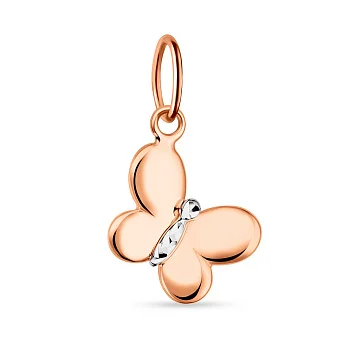 Золотой подвес Бабочка с родированием (арт. 424501р)