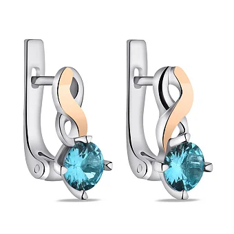 Срібні сережки з аквамарином (арт. 7202/216Амсп)