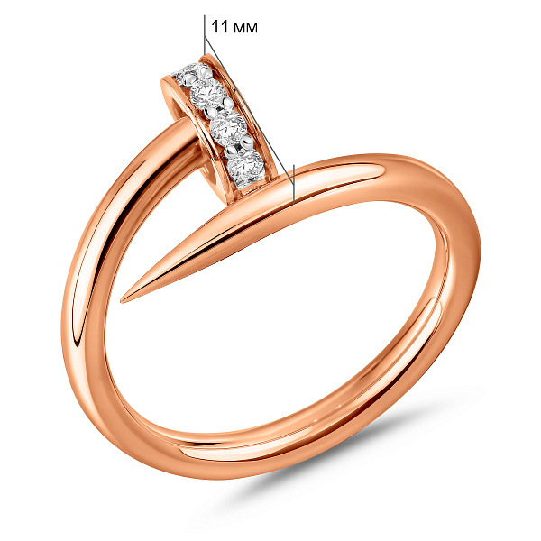 Незамкнутое золотое кольцо Гвоздь с фианитами (арт. 140874) – изображение 4