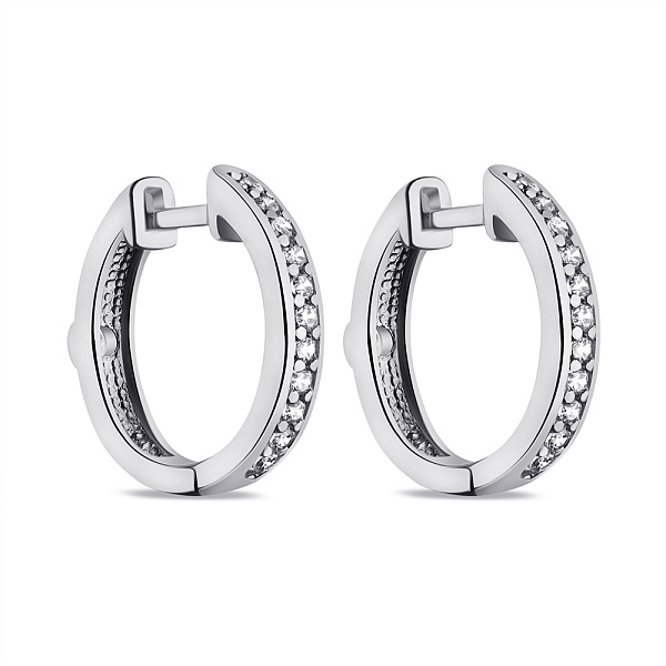 Сережки-кільця зі срібла з фіанітами (арт. 7502/25064р) – зображення 1