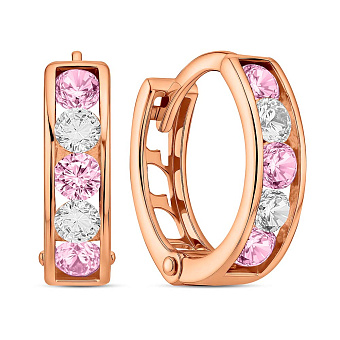 Фото Дитячі золоті сережки з рожевими фіанітами (арт. 110245р)