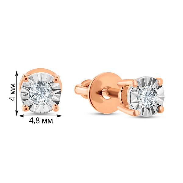 Золотые серьги-пусеты с бриллиантами (арт. Т011667010) – изображение 3