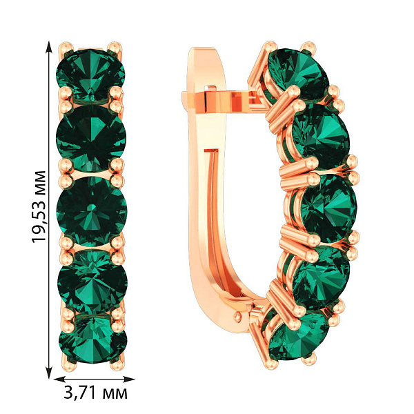 Золотые серьги с кварцем  (арт. 111049Пз) – изображение 2