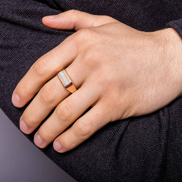 Золота печатка з фіанітом (арт. 180393кбм) – зображення 2