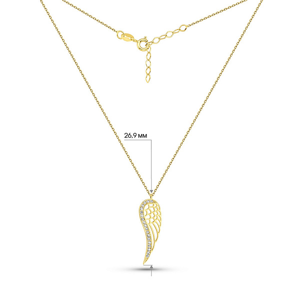 Золотое колье Крылья с фианитами (арт. 352594ж) – изображение 4