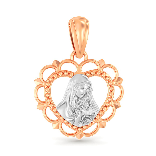 Золотая ладанка Божья Матерь с младенцем (арт. 440930) – изображение 1