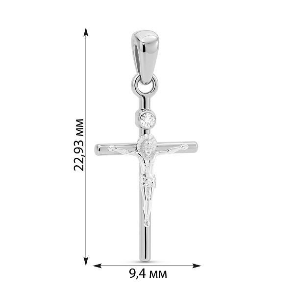 Хрестик золотий з розп'яттям і діамантом (арт. П011176б) – зображення 2