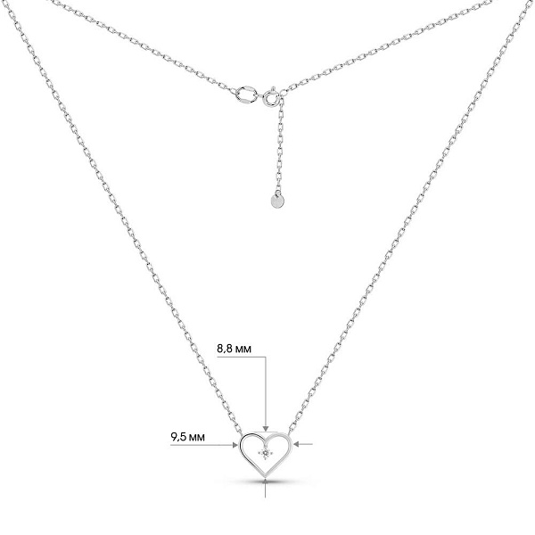 Золотое колье Сердечко с бриллиантом (арт. Ц011707б) – изображение 4