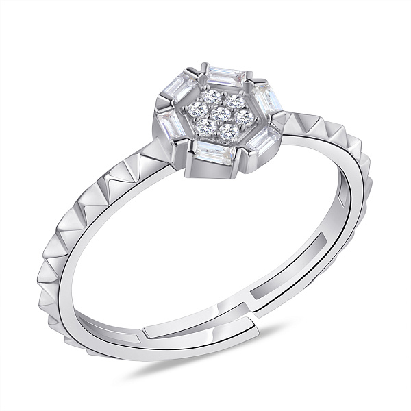 Незамкнутое кольцо серебряное с россыпью фианитов  (арт. 7501/5933) – изображение 1