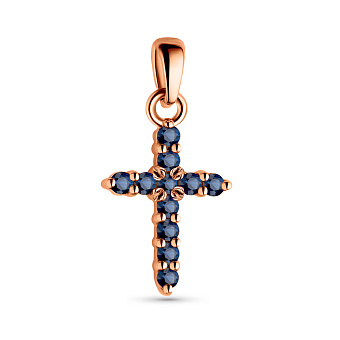 Золотой крестик с сапфирами (арт. 3100785201с)