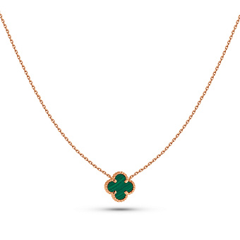 Кольє Конюшина з червоного золота з малахітом (арт. 361496/8млх)