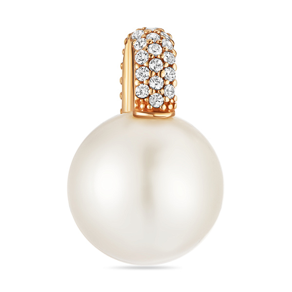 Кулон з червоного золота з перлиною та фіанітами (арт. 421680прлб) – зображення 1