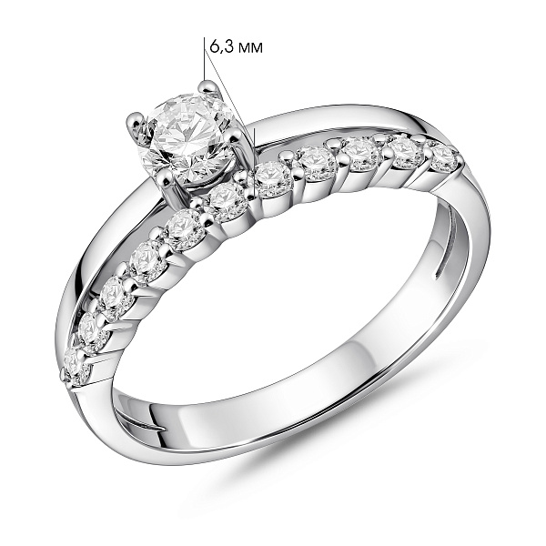 Серебряное двойное кольцо с фианитами (арт. 7501/8552) – изображение 2