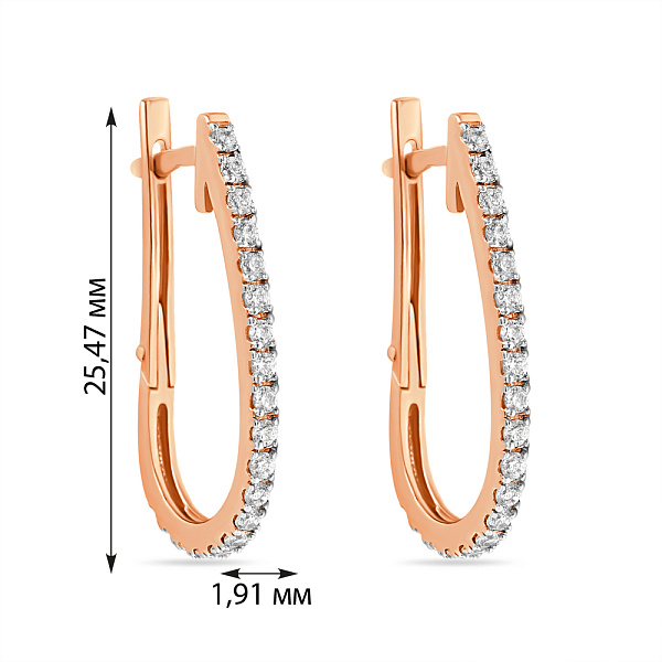 Сережки з червоного золота з доріжками з фіанітів (арт. 110101) – зображення 2
