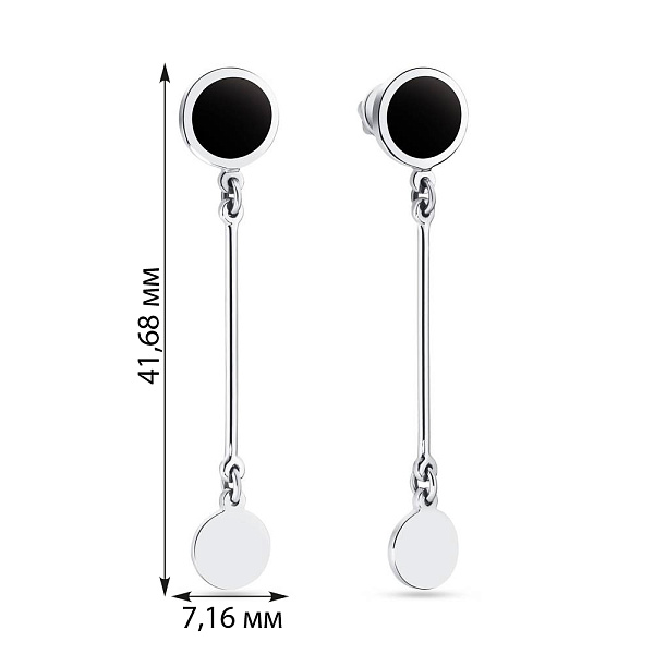 Золотые серьги подвески Лýна с эмалью (арт. 111067бч) – изображение 3