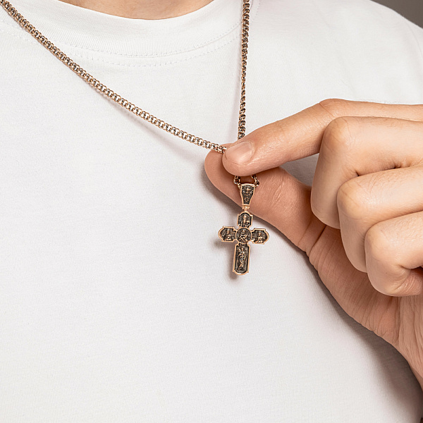 Хрестик з червоного золота з чорнінням (арт. 501744ч) – зображення 4