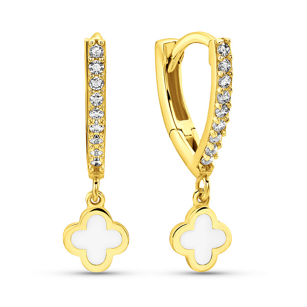 Золотые серьги-подвески с эмалью (арт. 109946жеб) – изображение 1