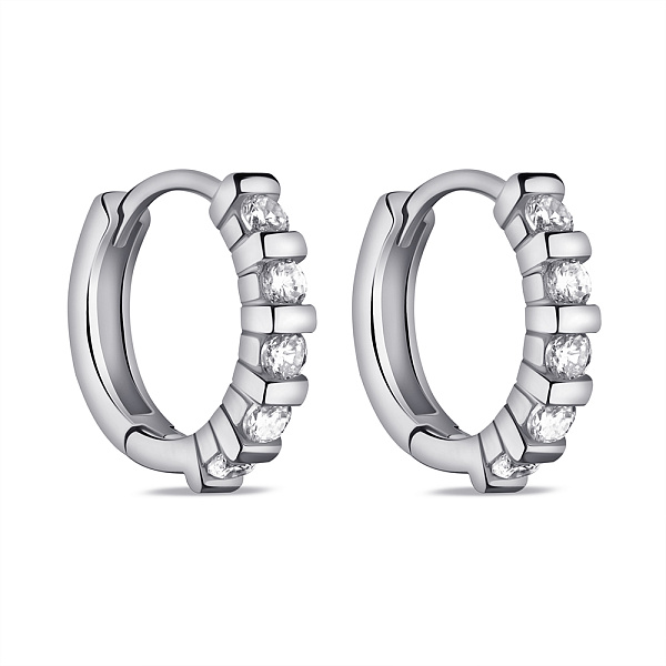 Серебряные серьги-конго с дорожкой из фианитов (арт. 7502/9763/15) – изображение 1