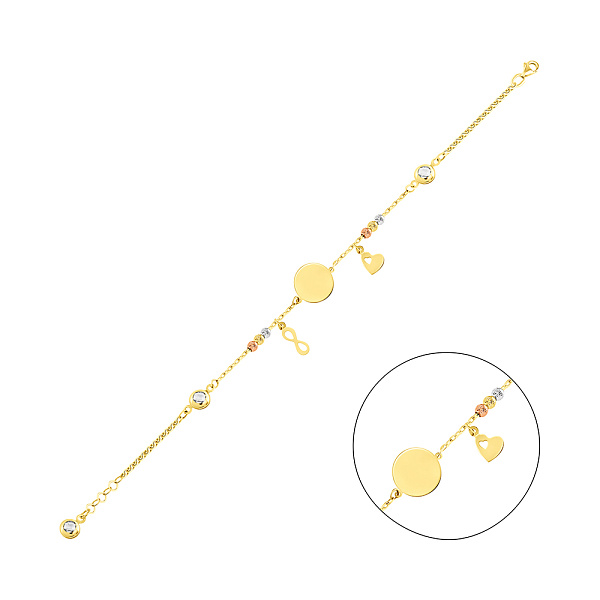 Золотой браслет с подвесками (арт. 325162/10жбкП2) – изображение 1