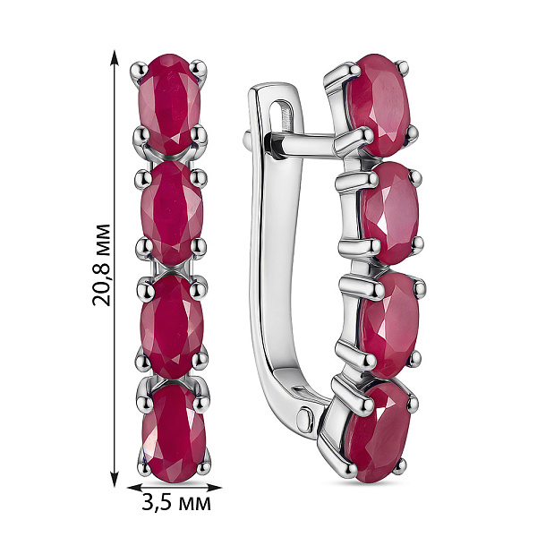 Срібні сережки з рубінами (арт. 7502/2193678Р) – зображення 2