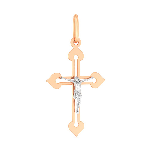 Крестик из красного и белого золота (арт. 501740/25) – изображение 1